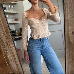 Majorelle Corie Top in Tan Ditsy